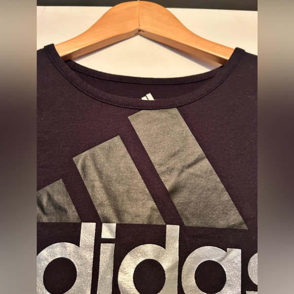Adidas logo capped sleeve girls T size Large/14 - Picture 7 of 9